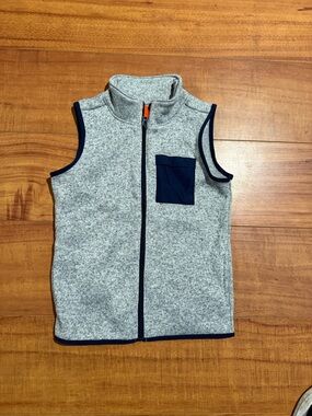 Carter's Gray Fleece Vest with Navy Trim and Pocket